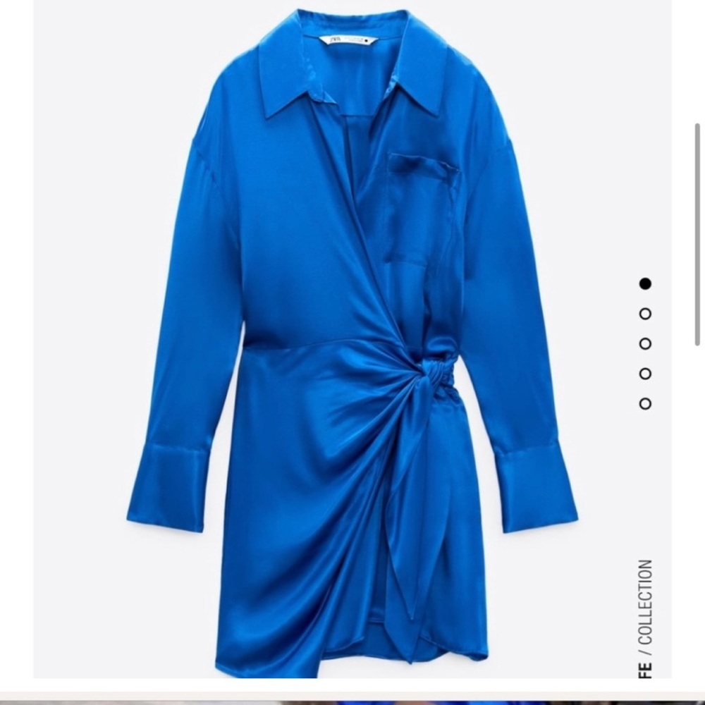 Zara Satin Royal Blue Short Wrap Dress